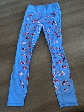 Fabletics Blue Floral High-Rise Leggings